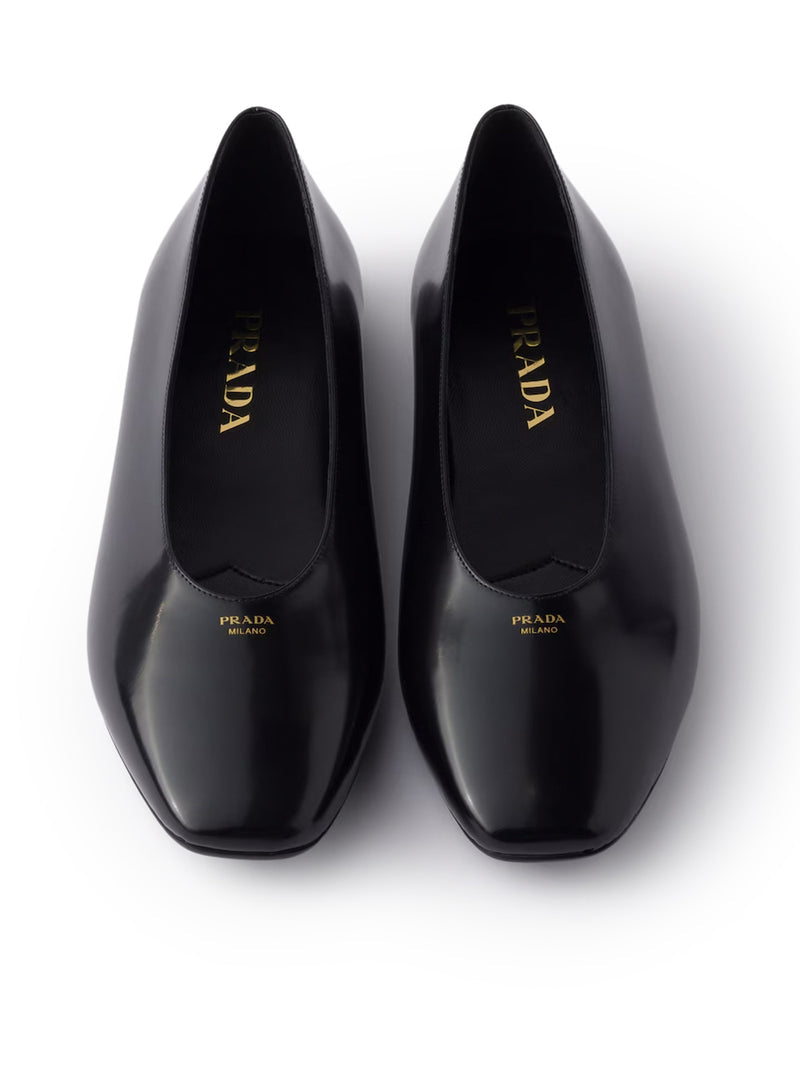 Prada Women Brushed Leather Ballerinas
