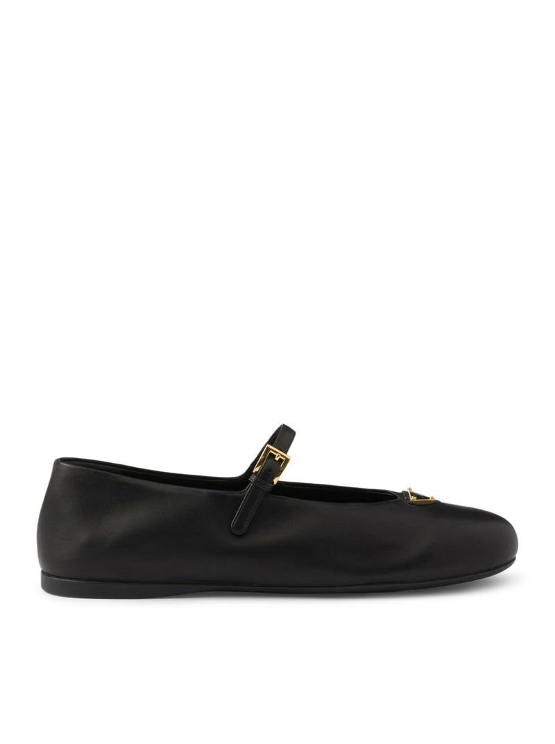 Prada Women Nappa Leather Ballet Flats With Logo