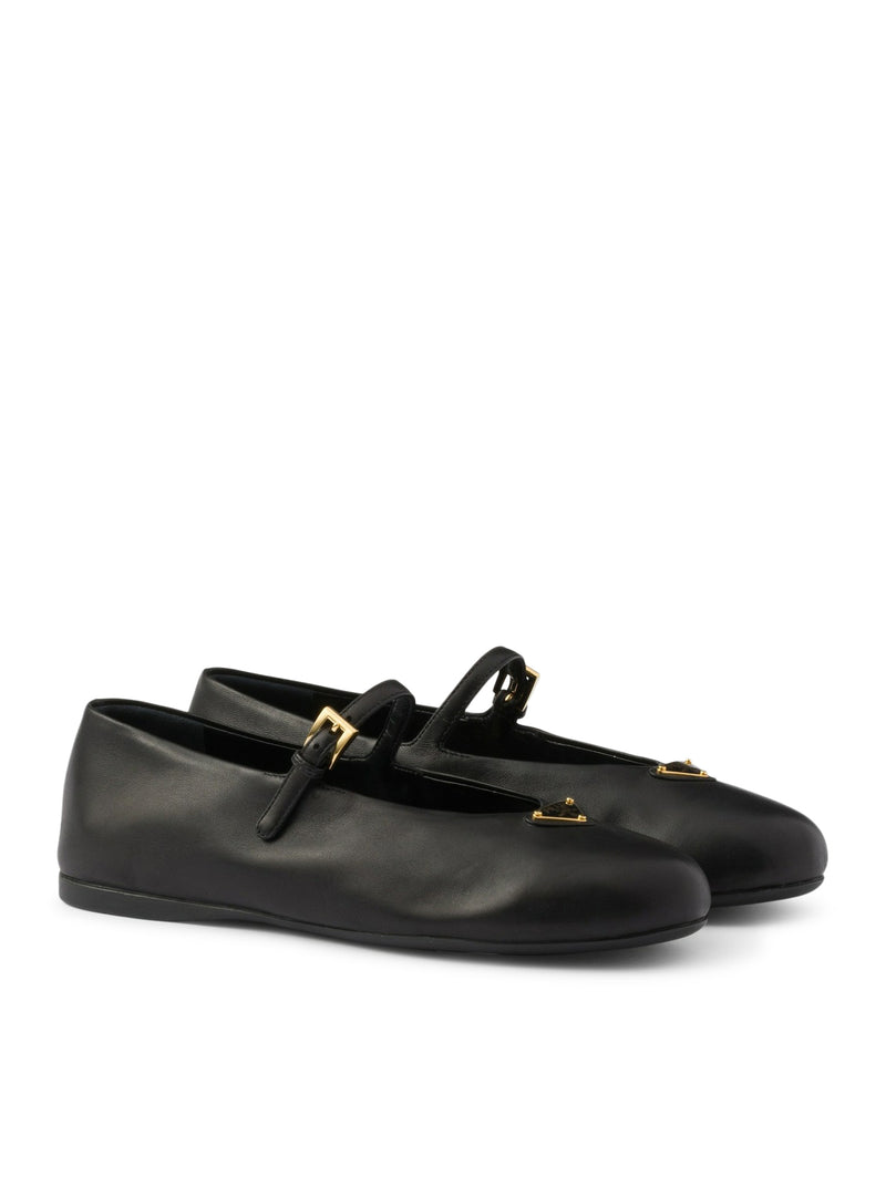 Prada Women Nappa Leather Ballet Flats With Logo