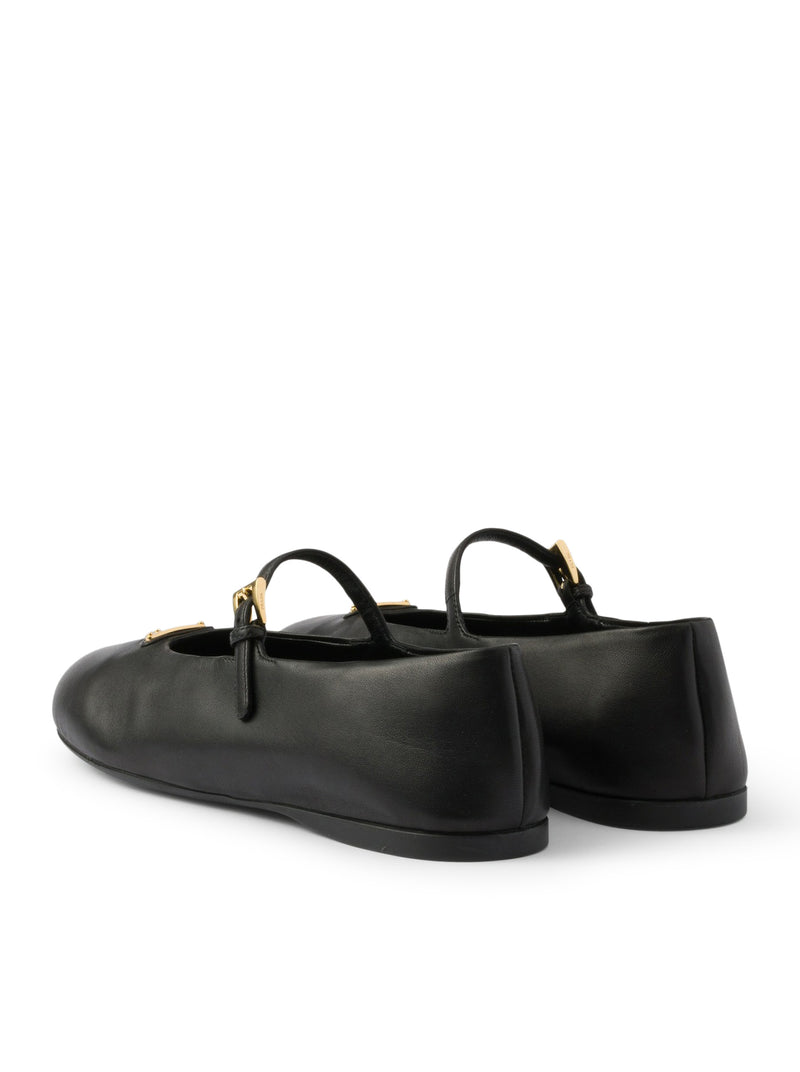 Prada Women Nappa Leather Ballet Flats With Logo