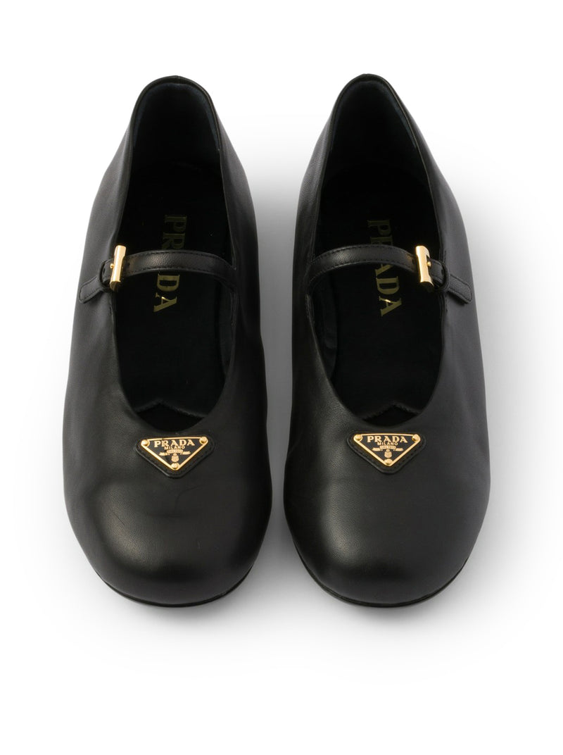 Prada Women Nappa Leather Ballet Flats With Logo