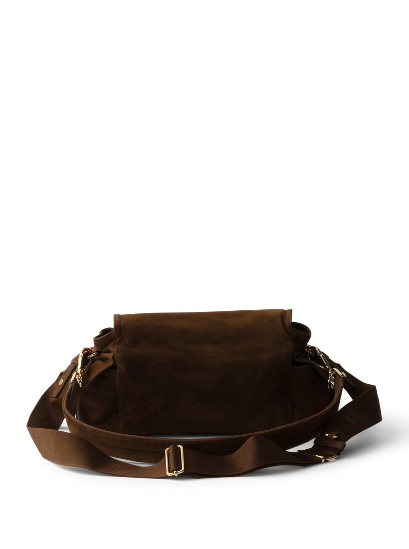Prada Women Explore Medium Suede Shoulder Bag