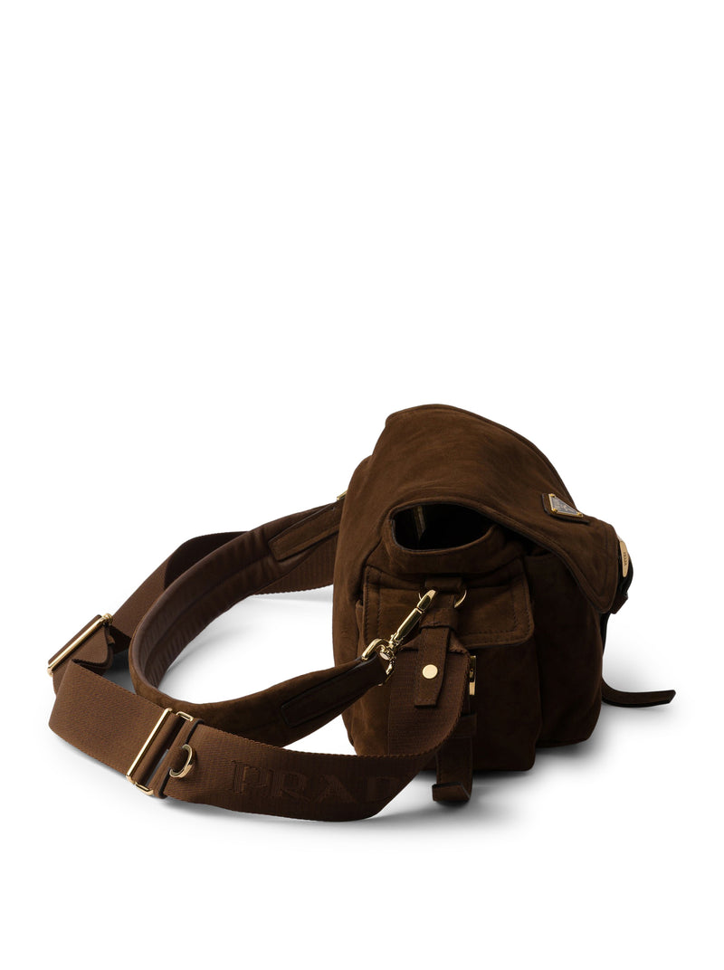 Prada Women Explore Medium Suede Shoulder Bag