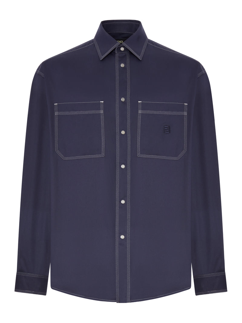 Fendi Men Cotton Shirt With Contrasting Stitching