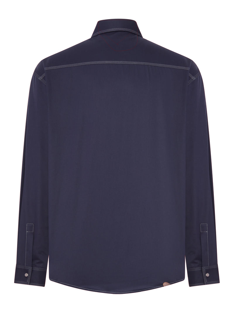 Fendi Men Cotton Shirt With Contrasting Stitching