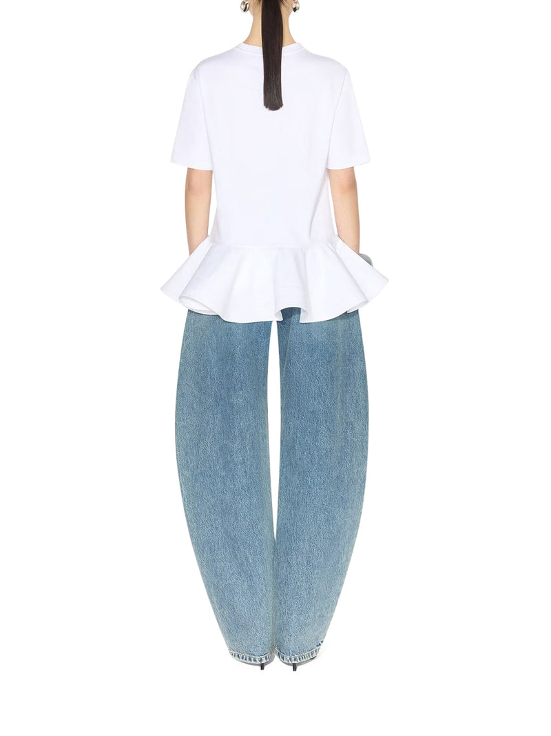 Alaia Women Cotton Jersey T-Shirt With Crinoline