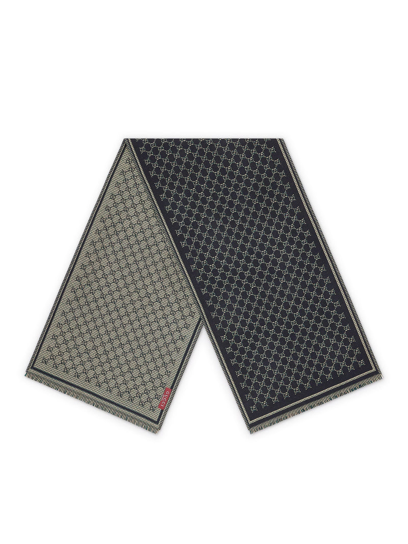 Gucci Men Gg Jacquard Wool Scarf