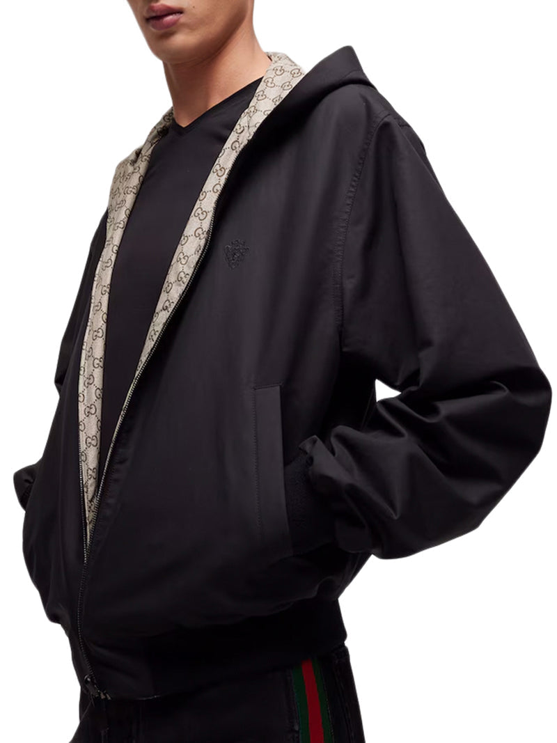 Gucci Men Reversible Zip-Up Jacket In Cotton Fabric