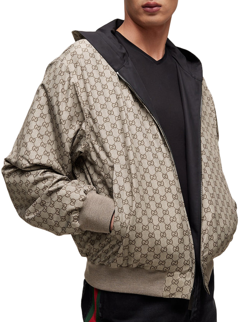 Gucci Men Reversible Zip-Up Jacket In Cotton Fabric