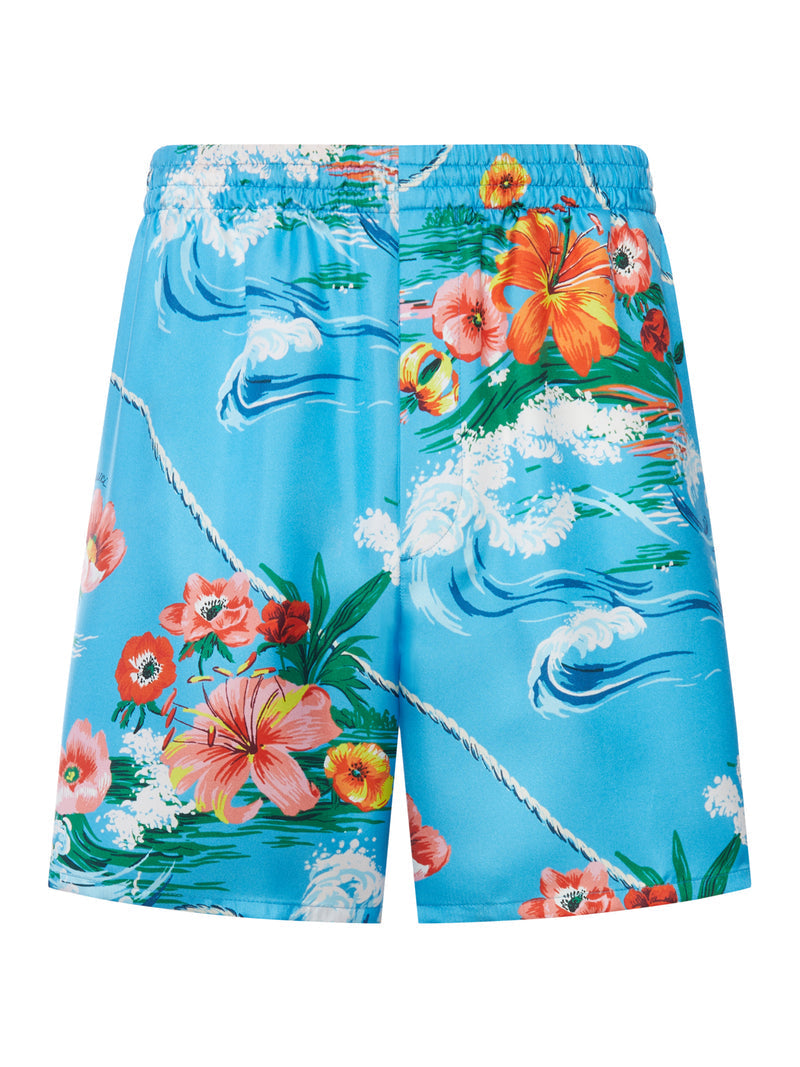 Gucci Men Printed Silk Twill Shorts