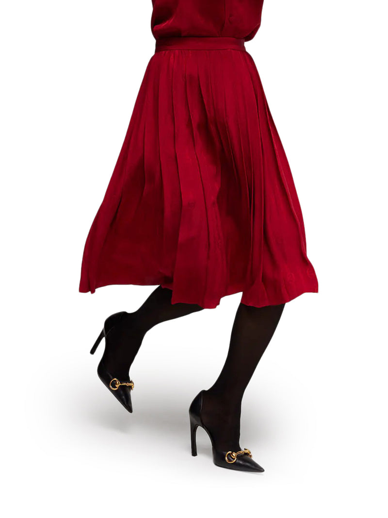 Gucci Women Jacquard Silk Midi Skirt With Gg Cross Chain