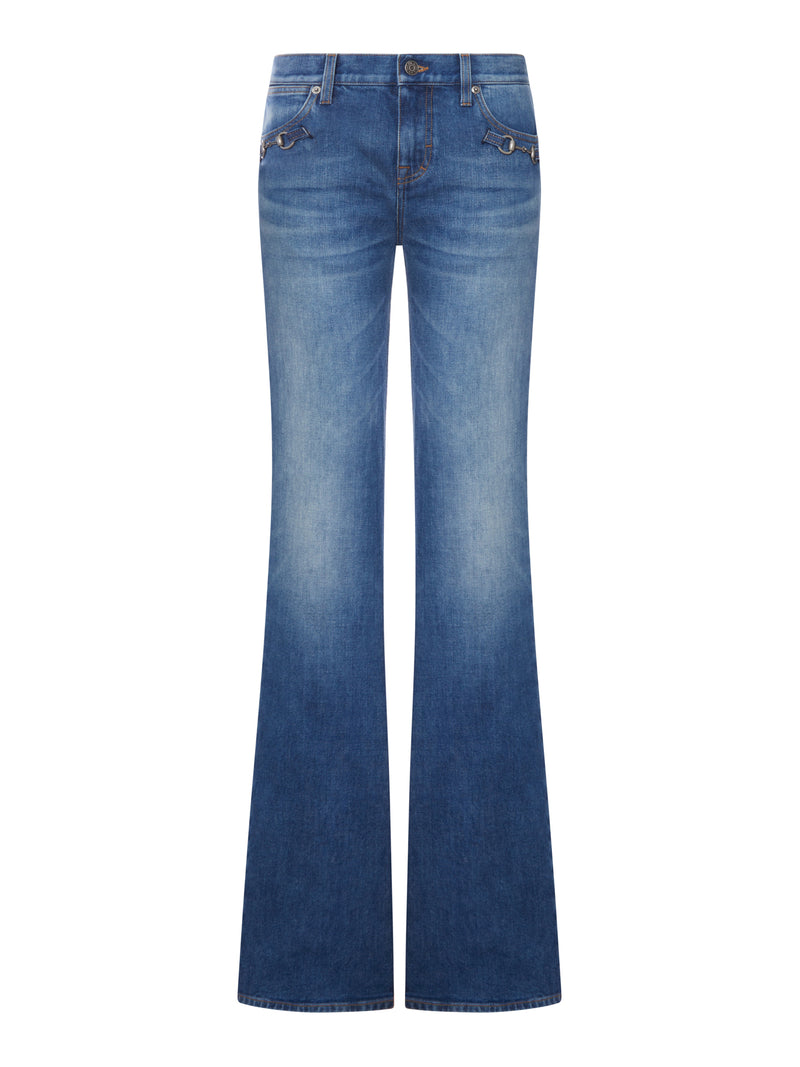 Gucci Women Stretch Cotton Jeans With Hook
