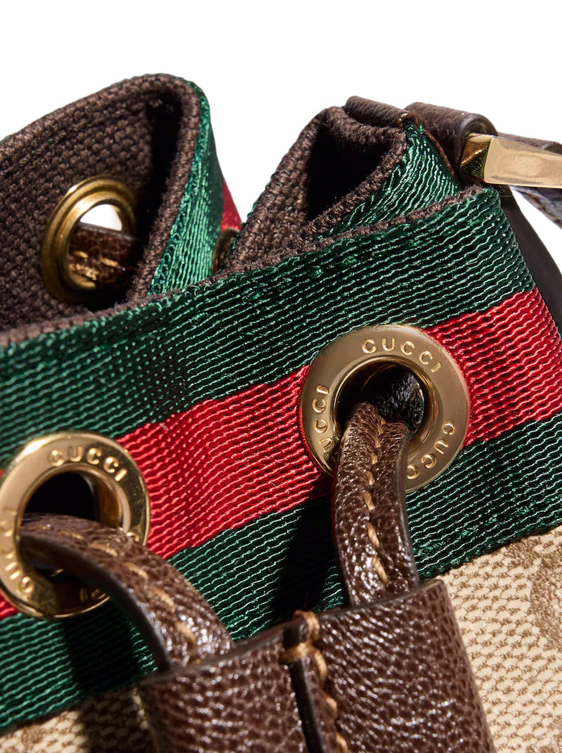 Gucci Women Mini Bucket Bag With Web Ribbon