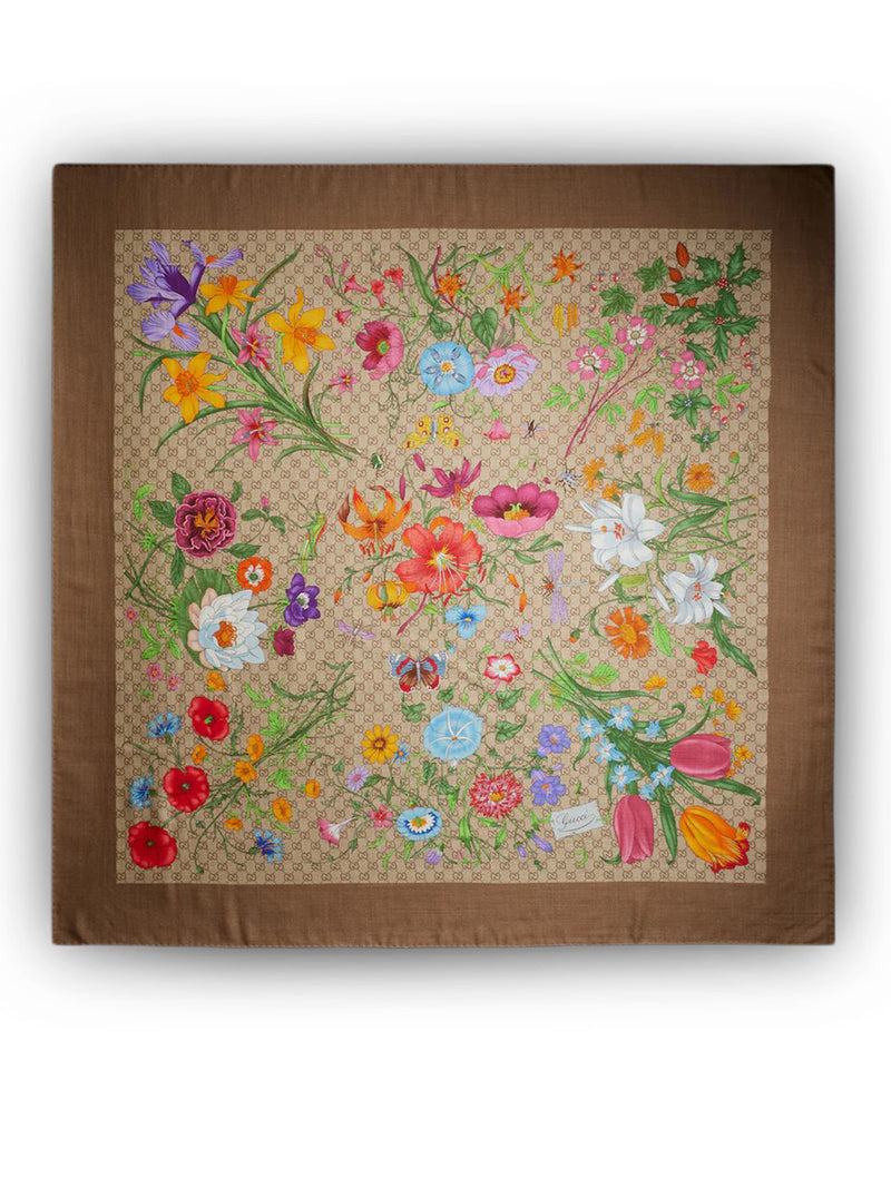 Gucci Women Wool And Silk Shawl With Gg Print