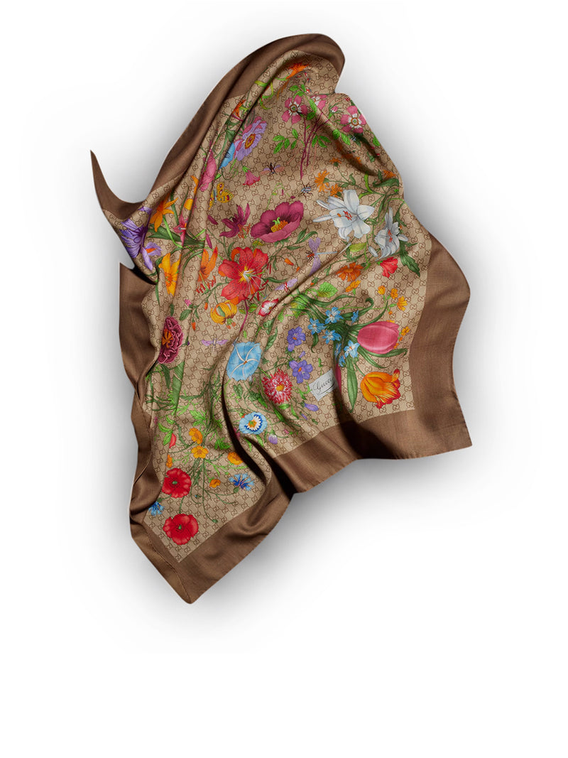 Gucci Women Wool And Silk Shawl With Gg Print