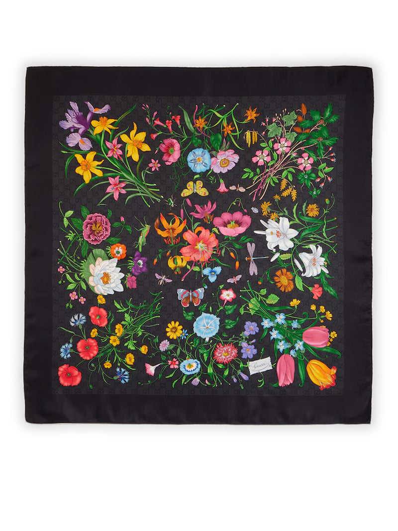 Gucci Women Silk Twill Scarf With Gg Print