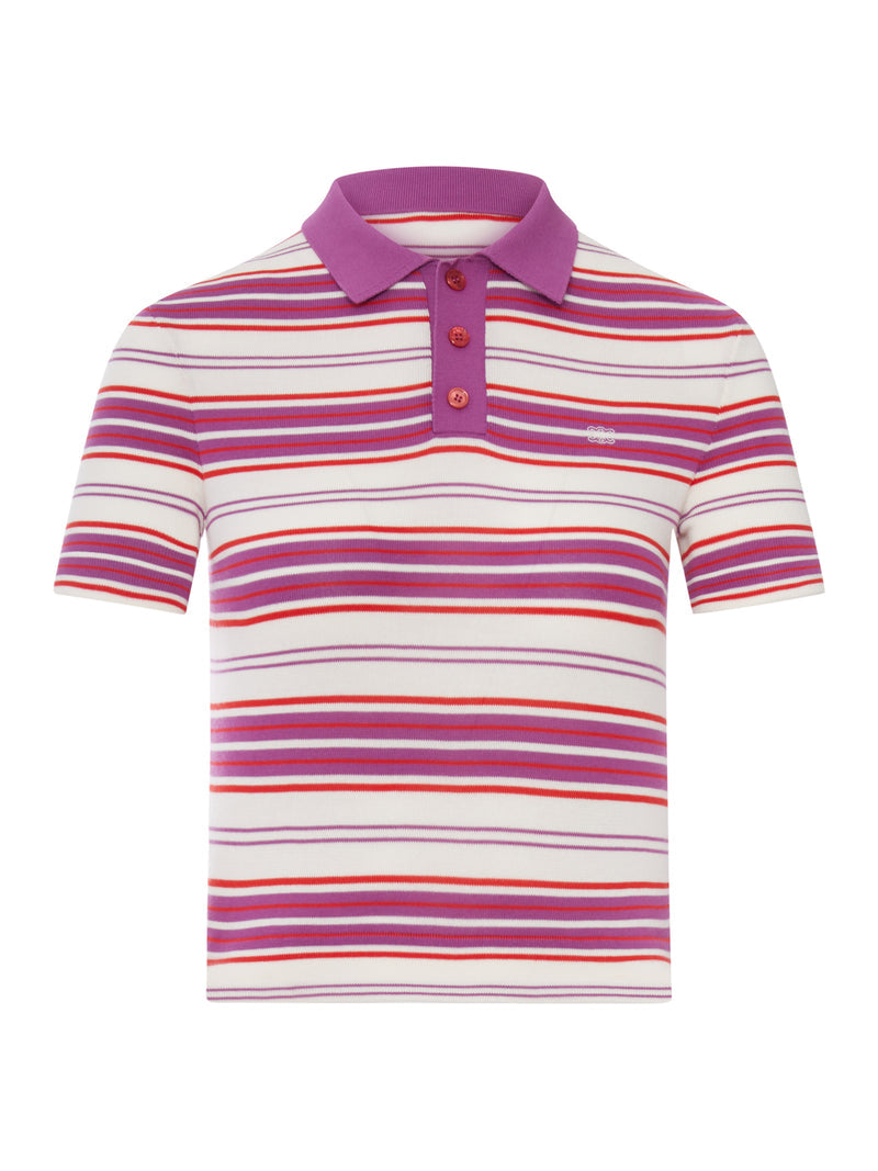 Celine Women Striped Cotton Polo Shirt
