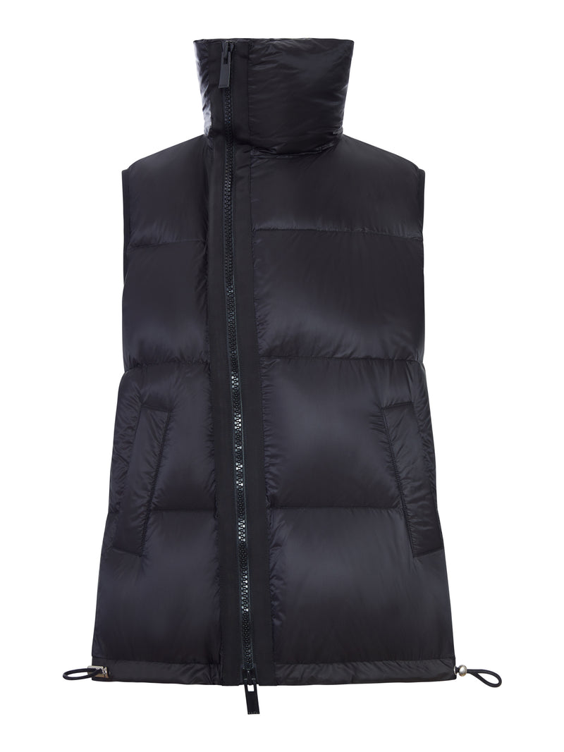Sacai Women Nylon Vest With High Collar And Drawstring