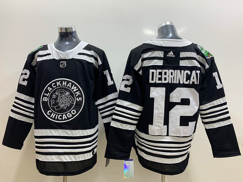 Men's Chicago Blackhawks Alex Debrincat #12 Black Breakaway Player jersey