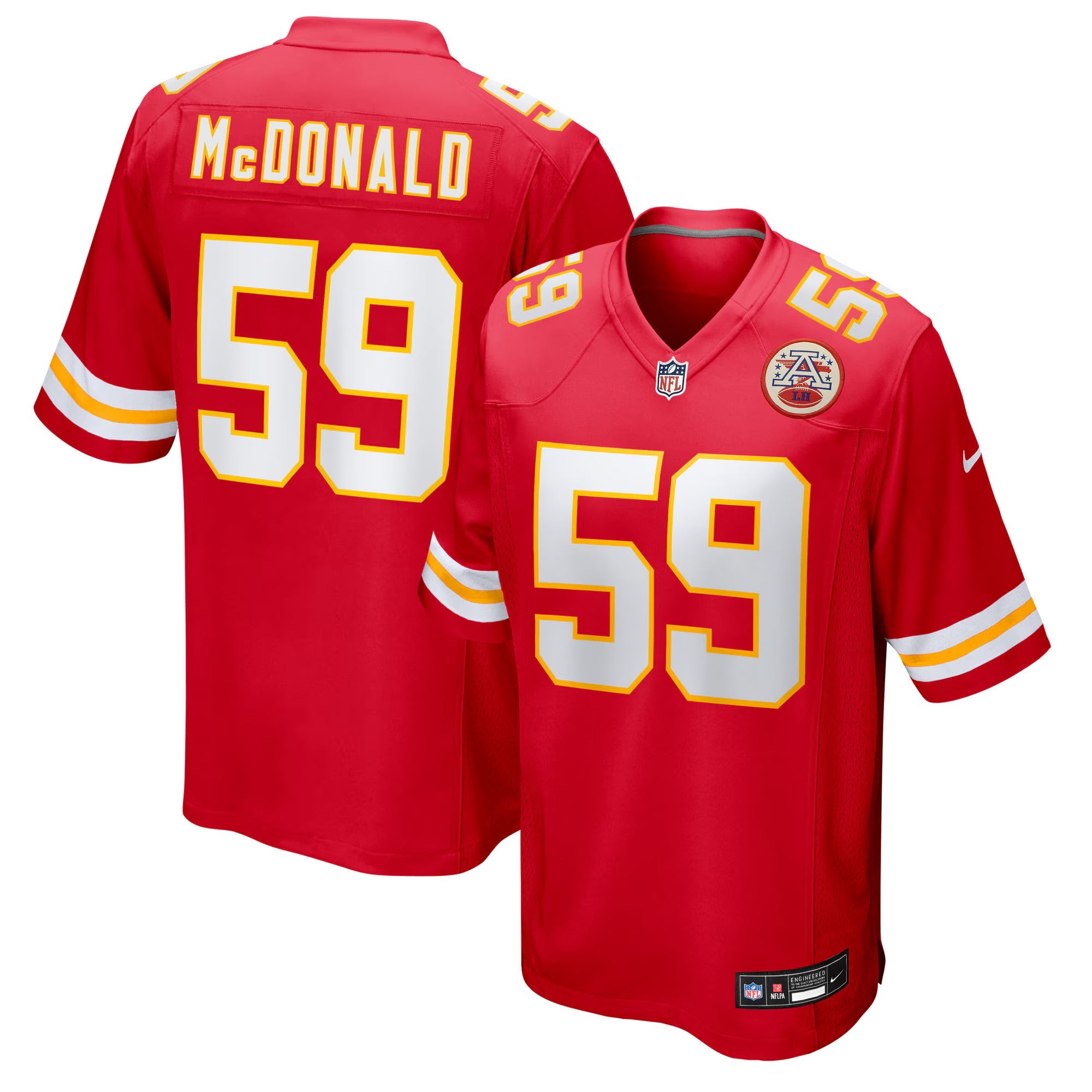 Kansas City Chiefs Cooper McDonald Red Team Game Jersey
