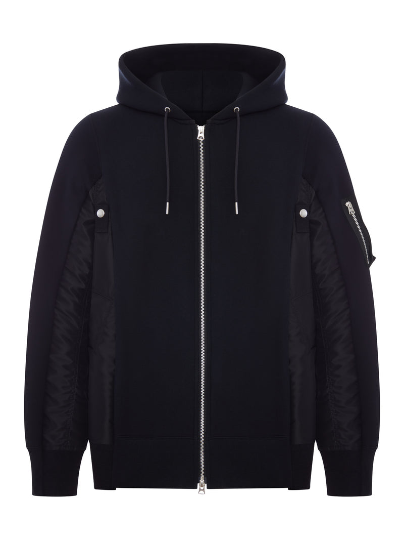 Sacai Men Cotton And Nylon Zip-Up Hoodie