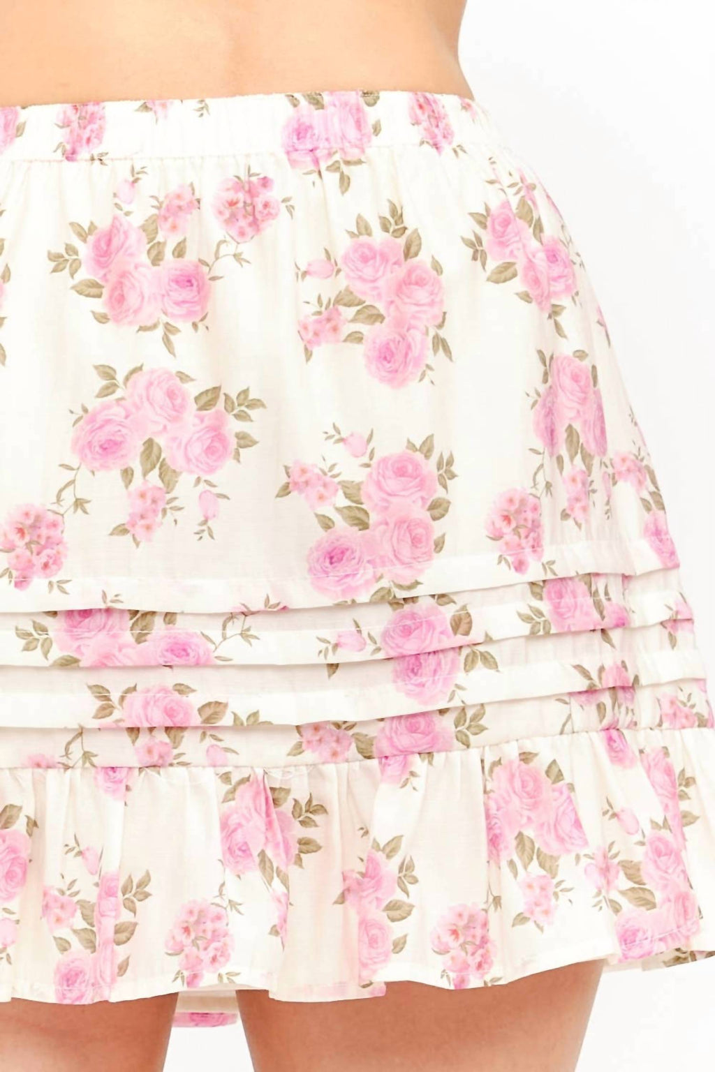 Rose Garden Floral Mini Skirt In Pink