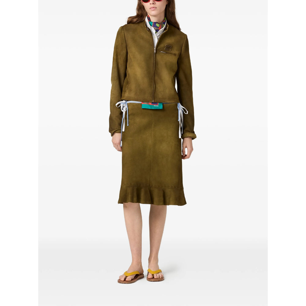 Miu Miu Green Jackets - Leather Jackets Women