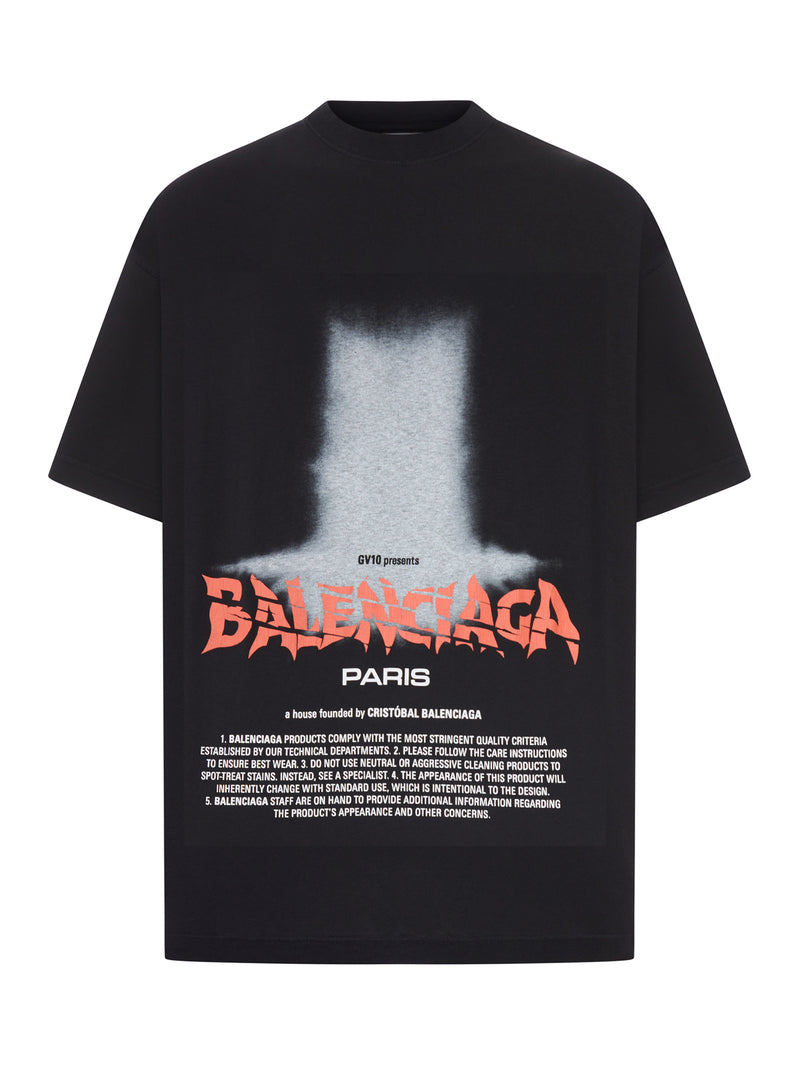 Balenciaga Women Oversized The Door T-Shirt In Dry Black Jersey