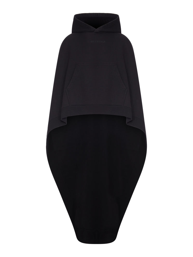 Balenciaga Women Oversized Asymmetric Hooded Sweatshirt Cape
