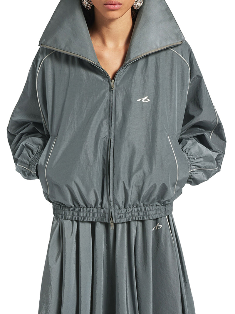 Balenciaga Women Bodies High Neck Jacket In Technical Cotton Poplin