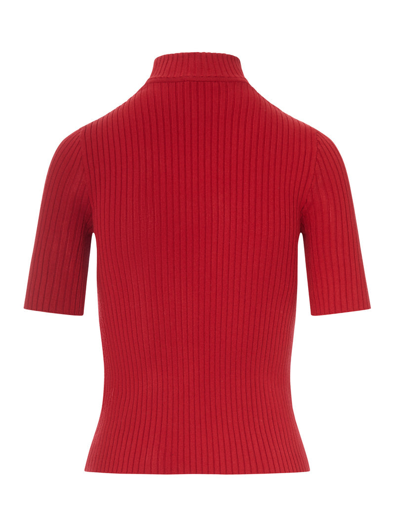 Courreges Women Reedition Short Sleeves Rib Knit Sweater