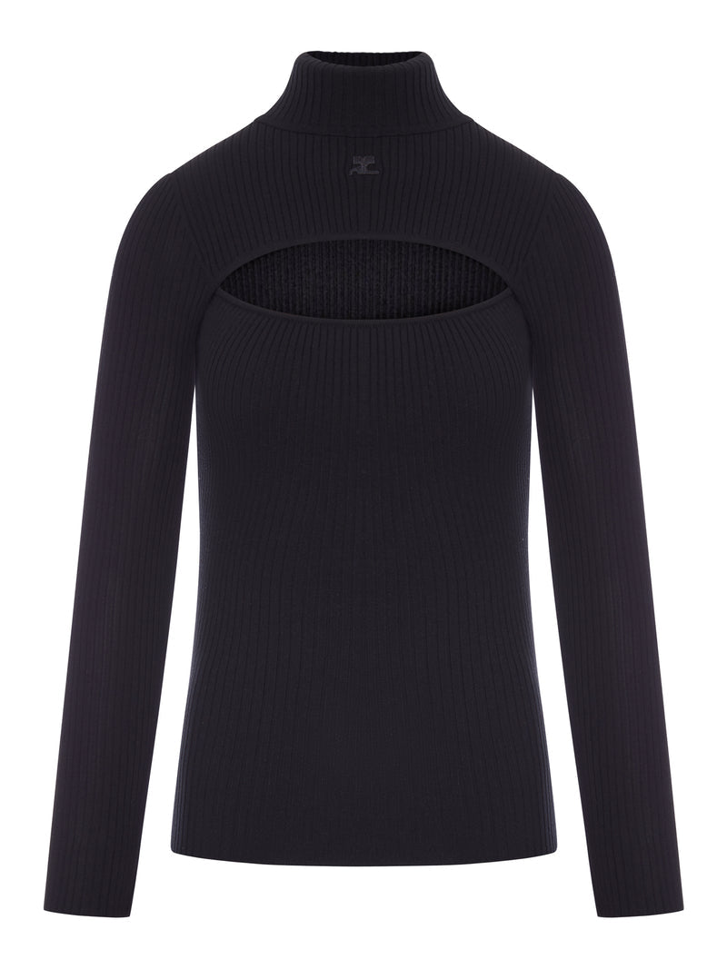 Courreges Women Ribbed Sweater With Cut-Out Detail