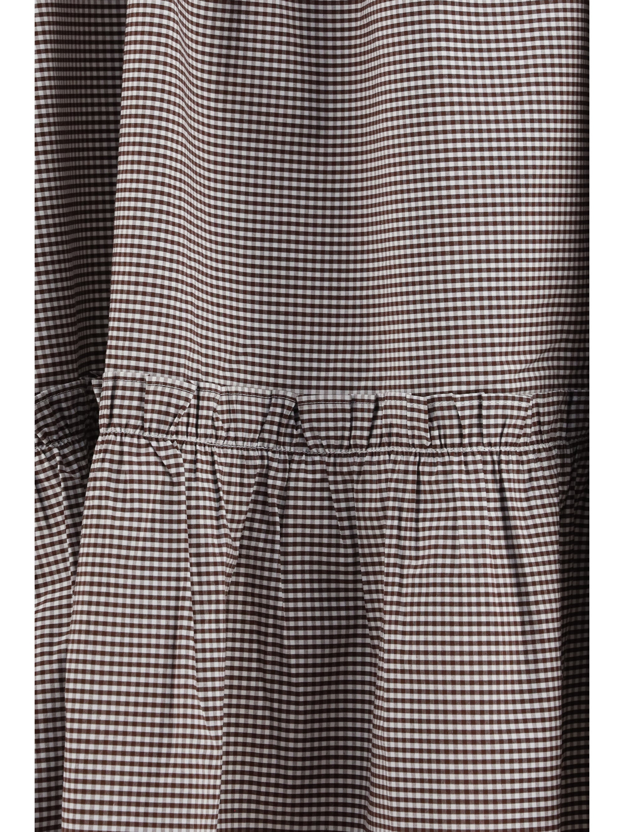 Ganni Women Checked Cotton Skirt With Gathered Waist