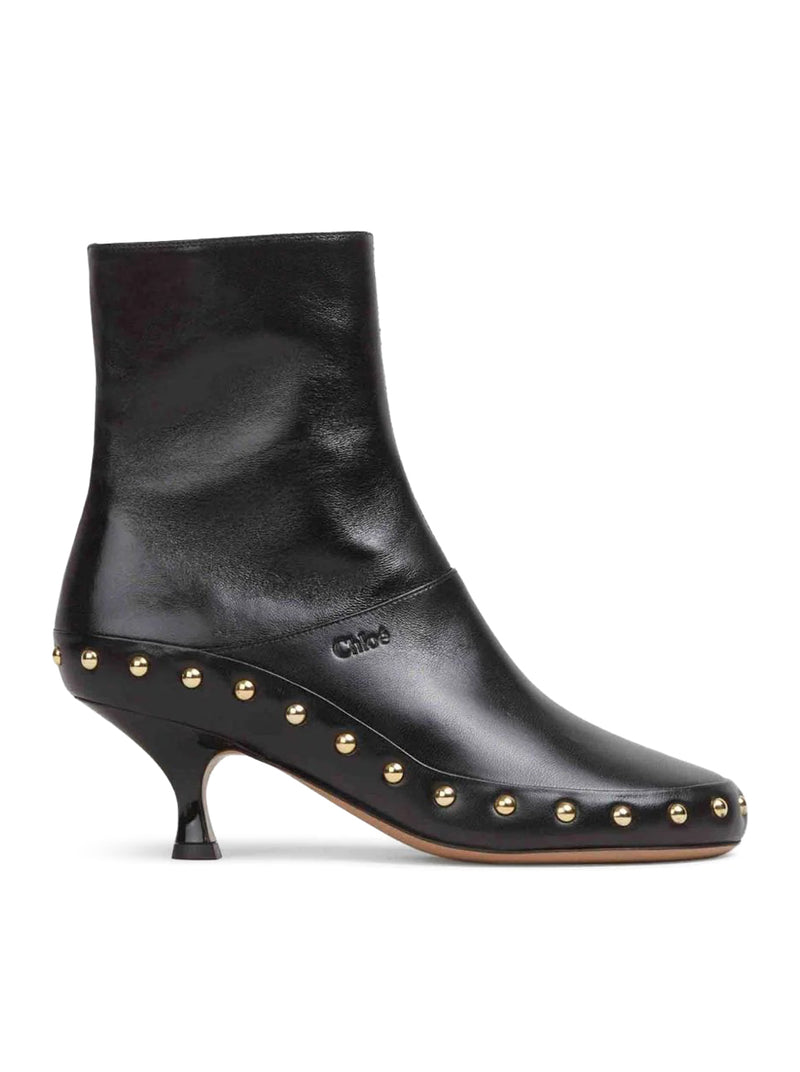Chloe` Women Junie Leather Boots With Studded Details