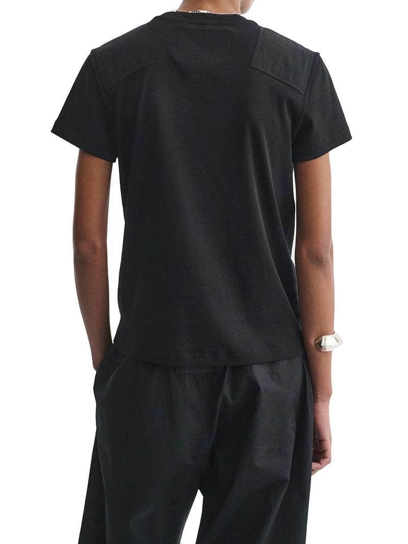 Phoebe Philo Women Black Cotton Patched T-Shirt