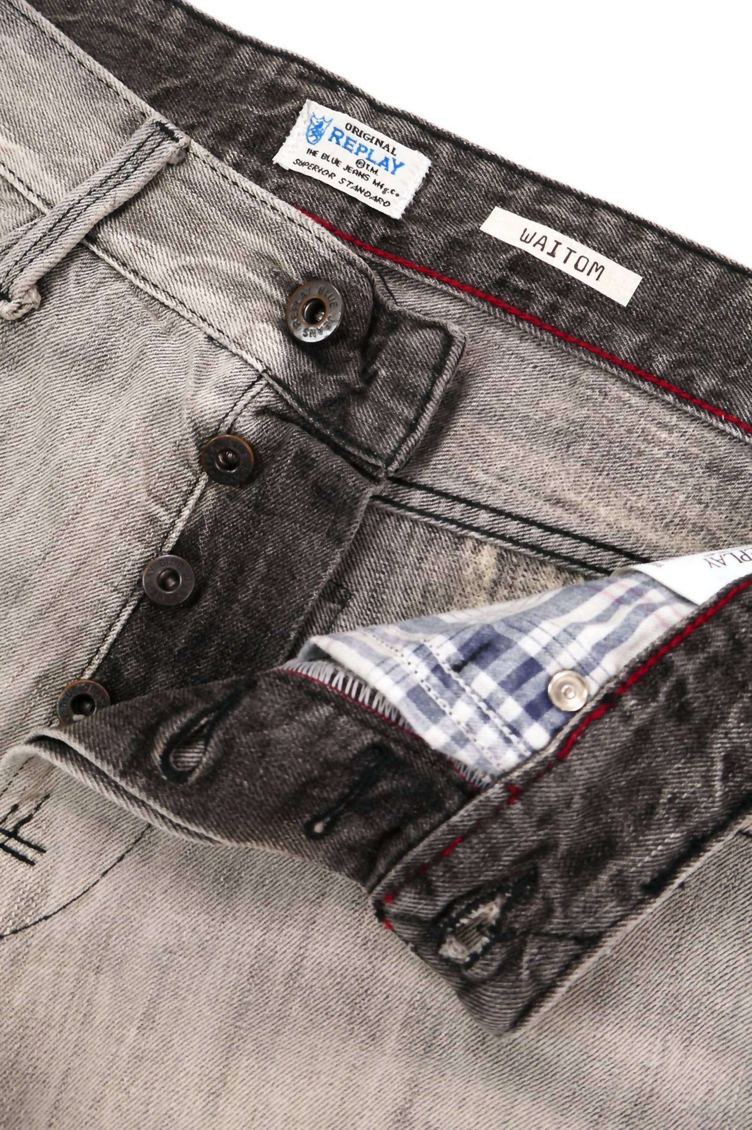 Men's Distressed Denim Straight Leg Jeans In Gray