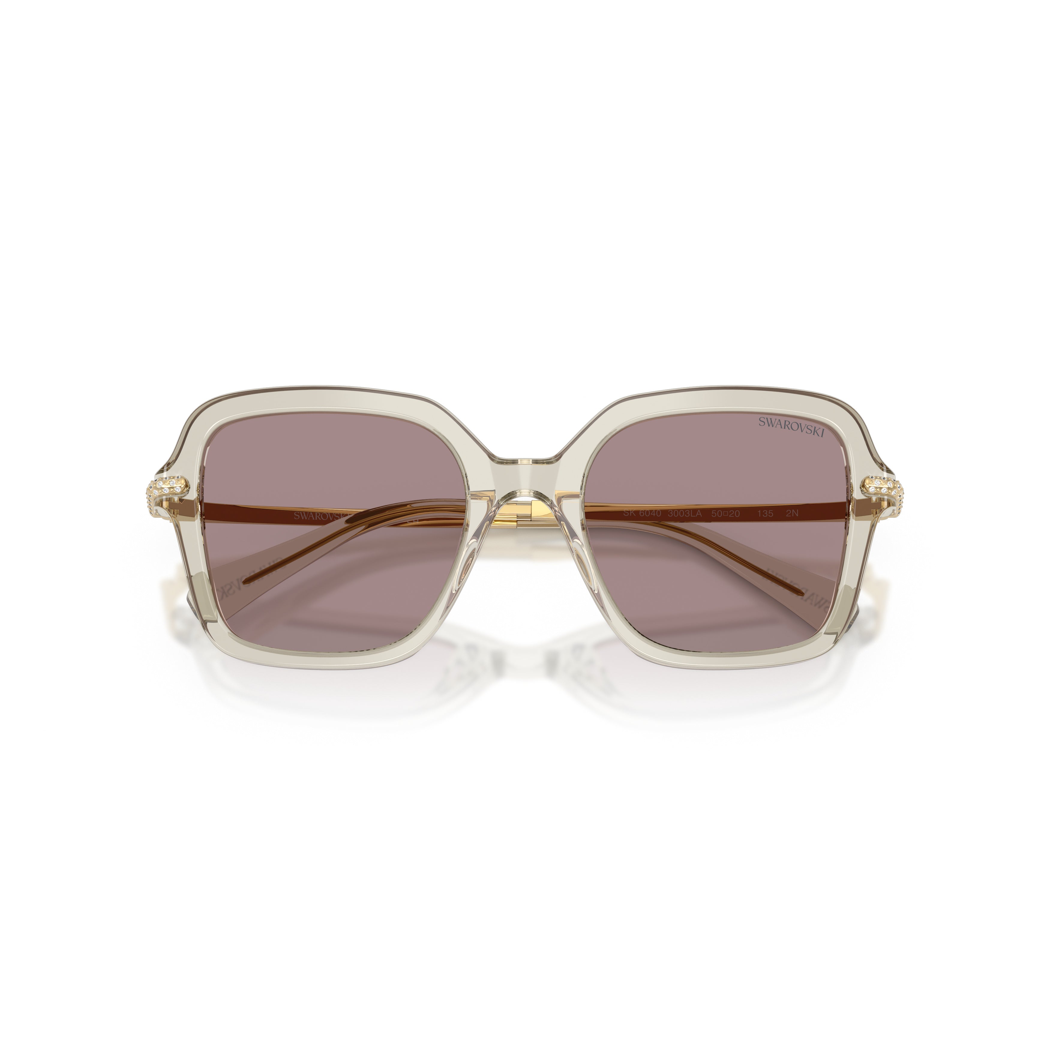 0Sk6040 Square Acetate Sunglasses with Translucent Beige Frame