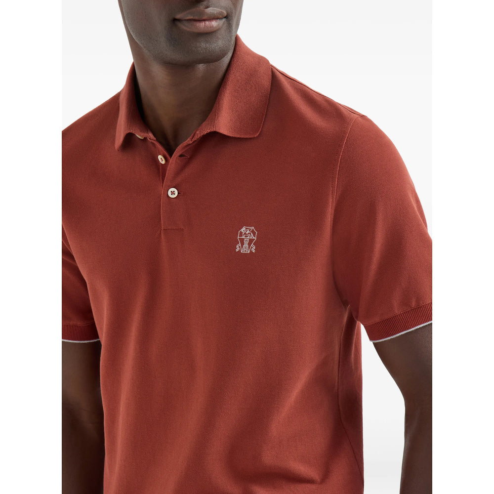 Brunello Cucinelli Orange Polo Shirts Men