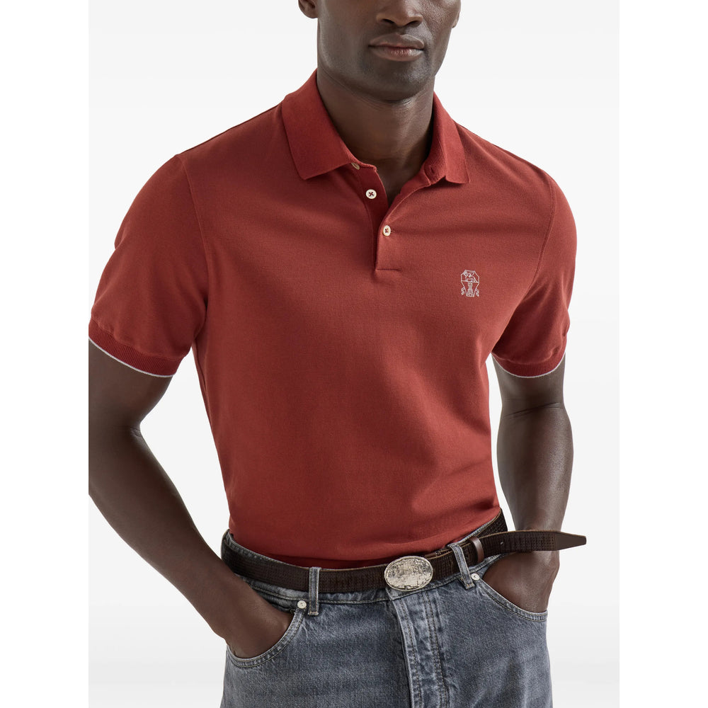Brunello Cucinelli Orange Polo Shirts Men