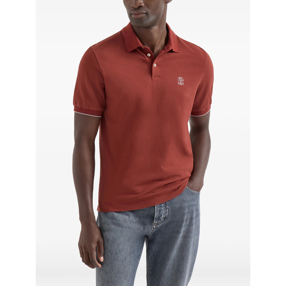Brunello Cucinelli Orange Polo Shirts Men