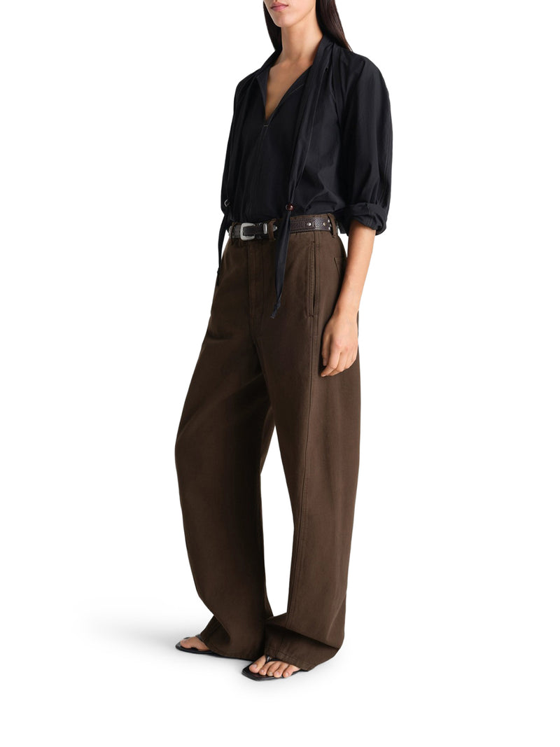 Lemaire Women Cotton Trousers With Braided Belt