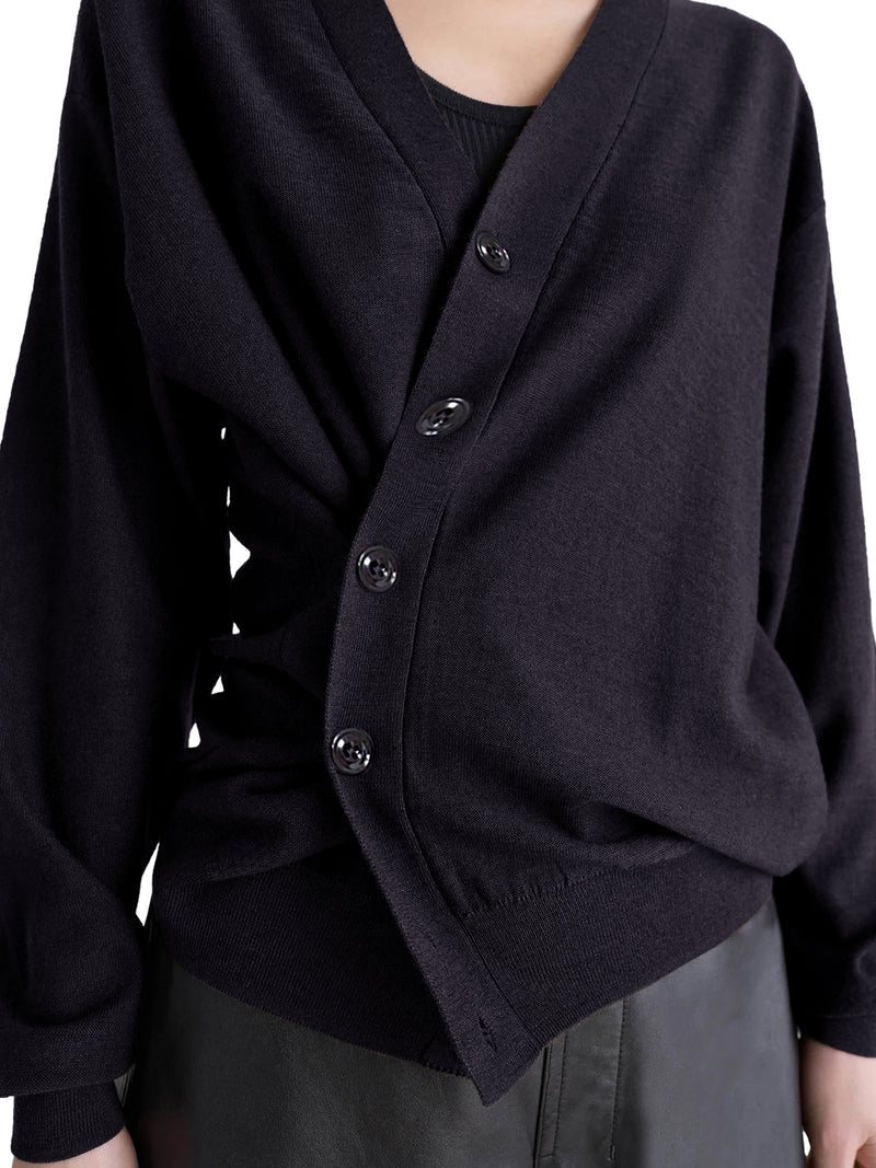 Lemaire Women Relaxed Twisted Cardigan In Merino Blend