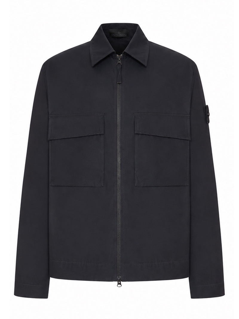 Stone Island Men Cotton Overshirt With Badge On The Sleeve