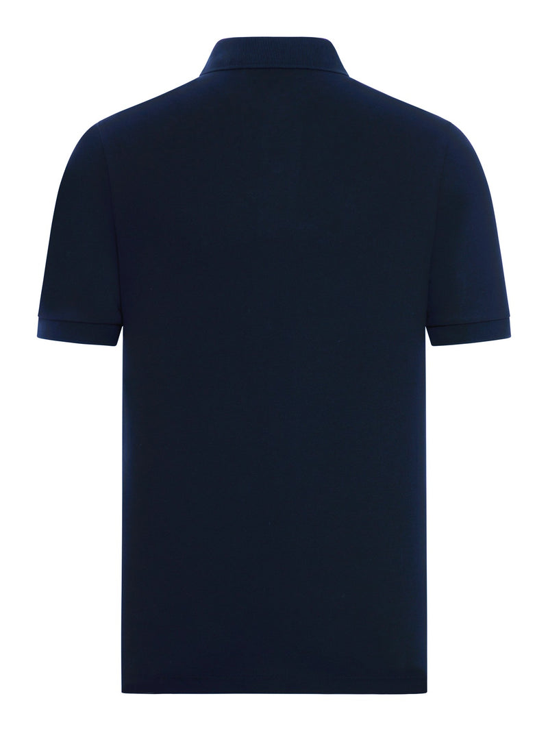 Stone Island Men Blue Navy Cotton Polo Shirt With Logo Patch