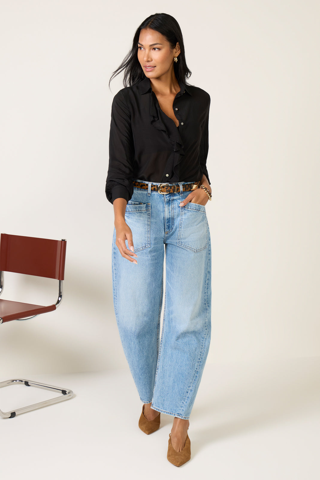 Women's Ruffle Front Shirt