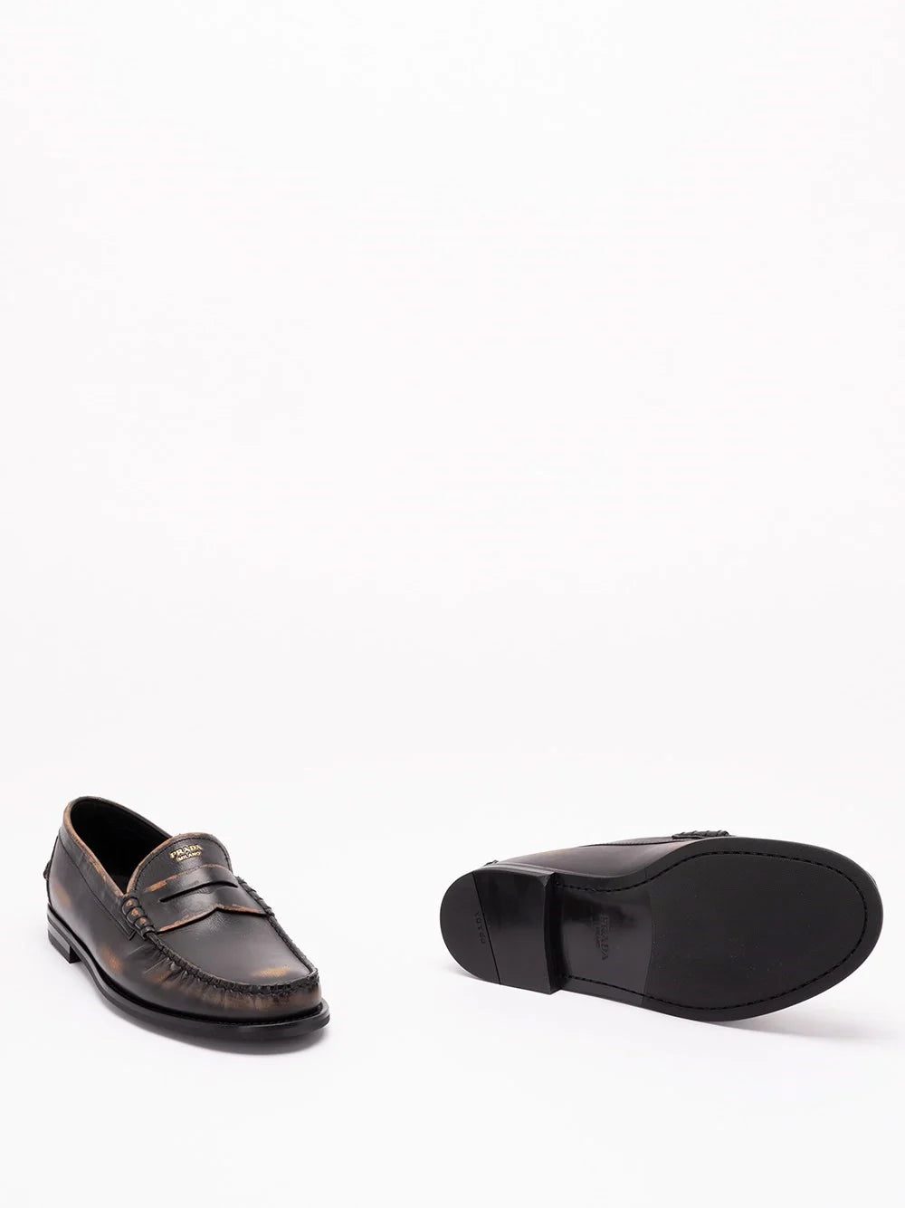 Prada Men Antiqued Leather Loafers