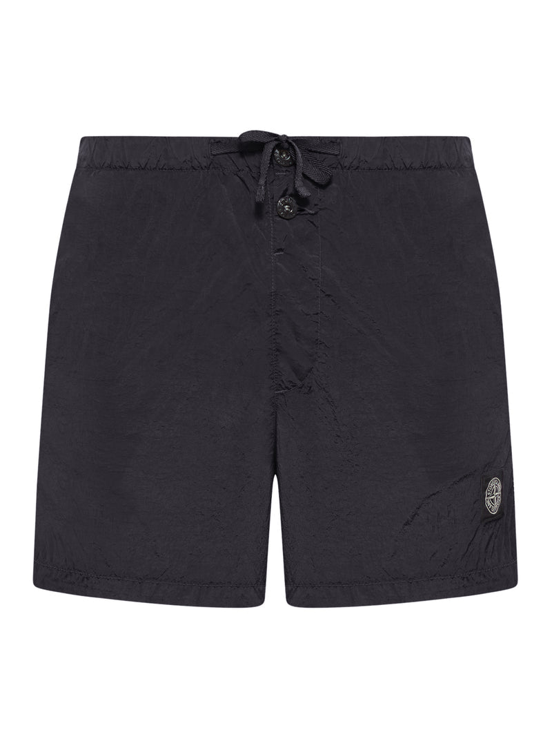 Stone Island Men Black Compass Logo Swimsuit