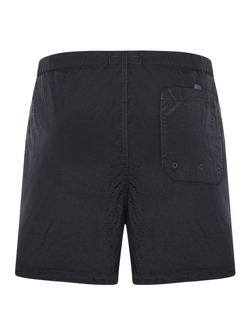 Stone Island Men Black Compass Logo Swimsuit