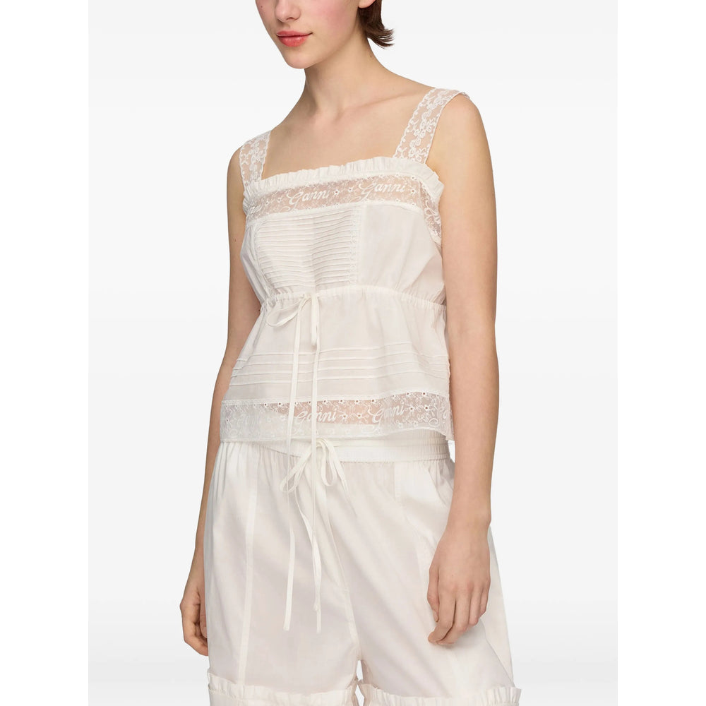 Ganni White Tops - Vests & Tank Tops Women