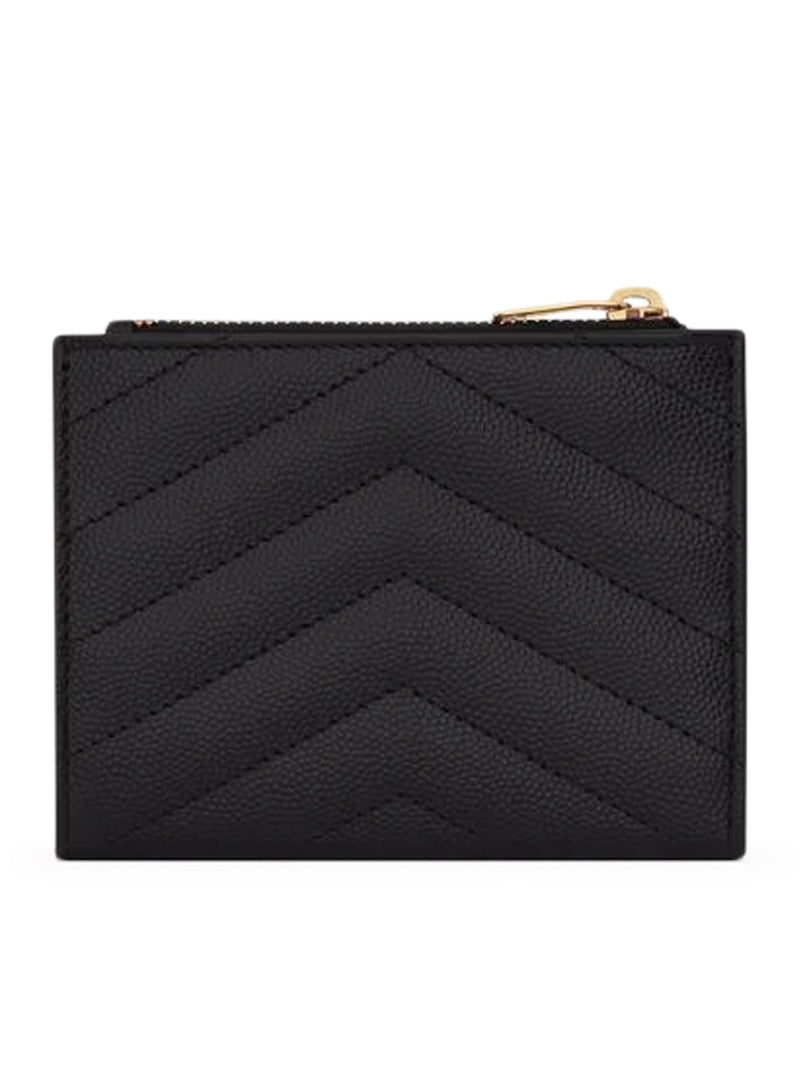 Saint Laurent Women Cassandre Quilted Bi-Fold Wallet In Powder Grain Embossed Leather